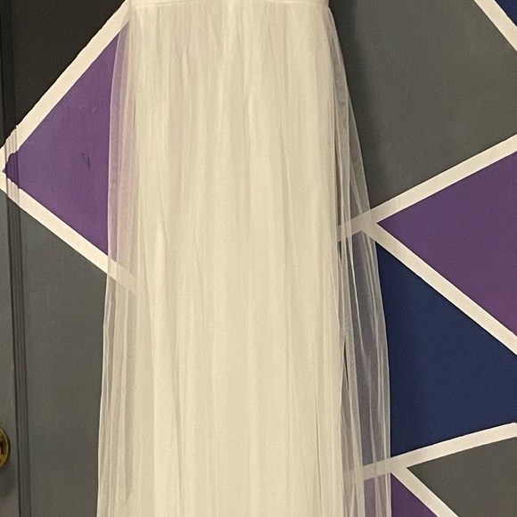 Cross Back white long sheer dress. Only worn once. - Picture 3 of 3